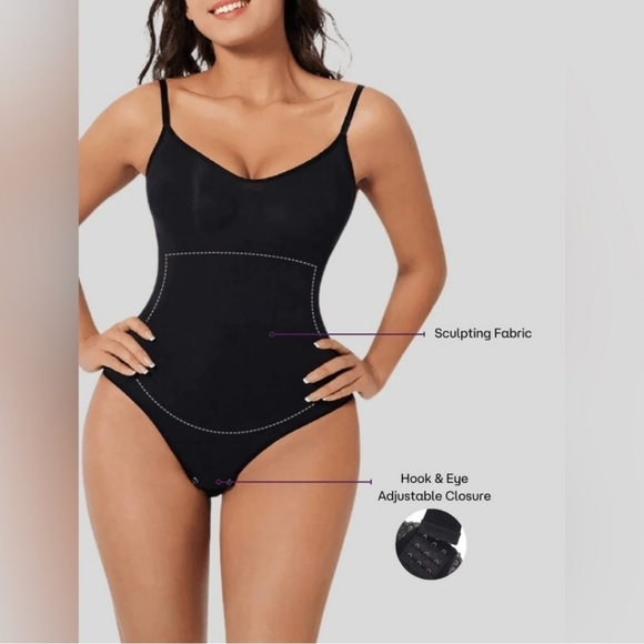 HeyShape Other - HeyShape Snatched Shapewear Sculpting Bodysuit Sz M Black Hey Shape Straps Snaps